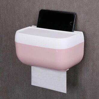 Waterdichte Lade Effen Kleur Toiletrolhouder Waterdicht Zelfklevende Muur-Mount Papierrol Dispenser Met Plank roze