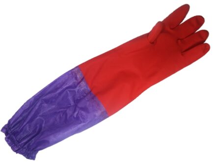 Waterdichte Latex Handschoen, Schotel Wassen Accessoire, lange Mouwen Wol Rubber Handschoenen Met Fluwelen Binnenkant Voor Schoonmaken Kom En Gerechten