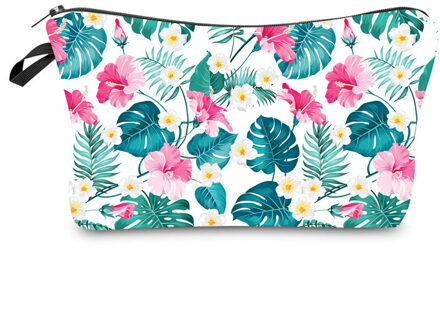 Waterdichte Make-Up tas Afdrukken Luipaard Cosmetische Zak Hond Print Organizer Tas Vrouwen Multi functie Beauty Bag bloem