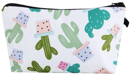 Waterdichte Make-Up tas Afdrukken Luipaard Cosmetische Zak Hond Print Organizer Tas Vrouwen Multi functie Beauty Bag cactus