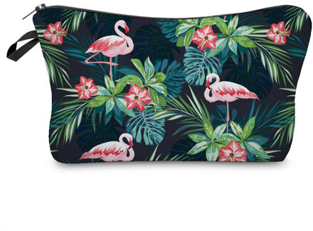 Waterdichte Make-Up tas Afdrukken Luipaard Cosmetische Zak Hond Print Organizer Tas Vrouwen Multi functie Beauty Bag flamingo