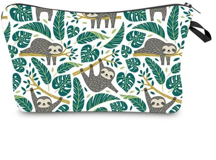 Waterdichte Make-Up tas Afdrukken Luipaard Cosmetische Zak Hond Print Organizer Tas Vrouwen Multi functie Beauty Bag Sloth