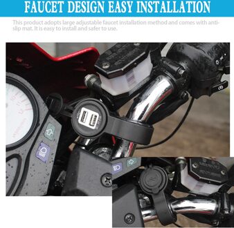 Waterdichte Motorcycle Stuur Charger Outdoor Persoonlijke Motorcycle Dual Usb Socket Adapter Decoratie Voor Mobiele Telefoon