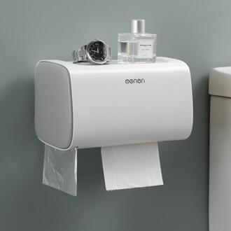 Waterdichte Muur Plastic Mount Toiletpapier Plank Badkamer Plank Opbergdoos Draagbare Toiletrolhouder grijs