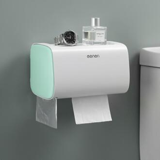 Waterdichte Muur Plastic Mount Toiletpapier Plank Badkamer Plank Opbergdoos Draagbare Toiletrolhouder groen