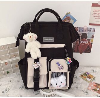 Waterdichte Nylon Schooltassen Voor Tienermeisjes Laptop Rugzakken Vrouwen Reizen Schoudertassen Student Boekentas Vrouwelijke Rugzak zwart / enkel en alleen backpack