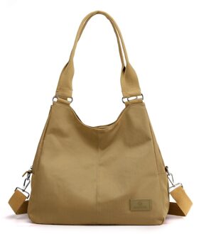 Waterdichte Nylon Schoudertas Voor Vrouwen Grote Capaciteit Alle-Purpose Boodschappentas Vrouwelijke Reizen Handtas khaki