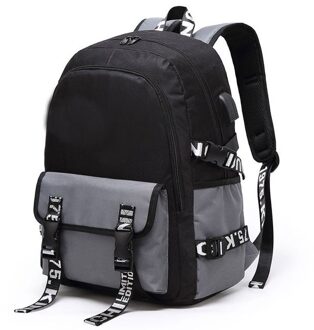 Waterdichte Oxford Doek Dames Rugzakken Grote Capaciteit Vrouwen Rugzak Modemerk Schooltas Voor Teeanger Meisjes grijs-zwart