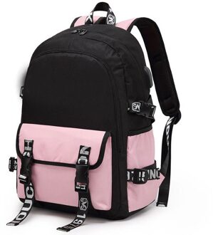 Waterdichte Oxford Doek Dames Rugzakken Grote Capaciteit Vrouwen Rugzak Modemerk Schooltas Voor Teeanger Meisjes roze-zwart