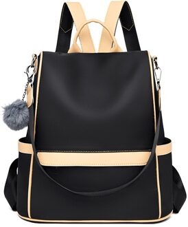 Waterdichte Stof Grote Vrouwelijke Schoudertas Grote Capaciteit Eenvoudige Stijl Casual Mochila Reizen Vrouwen Anti-Diefstal Rugzak zwart en beige