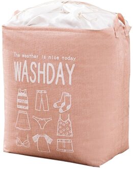 Waterdichte Stof Verzamelen Emmer Wasmand Wassen Speelgoed Vuile Kleren Opslag Organizer Wasserij Manden Bin Roze