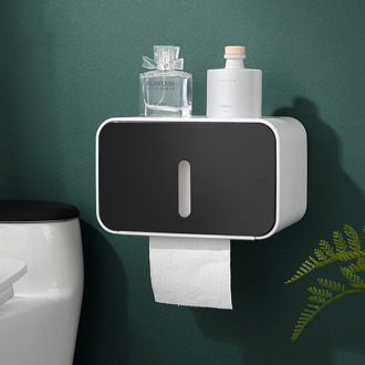 Waterdichte Toiletrolhouder Home Storage Rack Badkamer Opvouwbare Hanger Tissue Box Plank Wall Mounted Papierrolhouder Rack zwart
