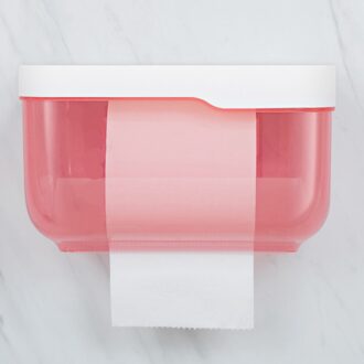 Waterdichte Toiletrolhouder Tissue Doos Badkamer Opslag Papier Organisator Badkamer Tissue Holder Rack Zelfklevende Muur Mount roze L