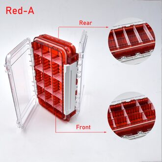 Waterdichte Visgerei Doos Dubbelzijdig Aas Lokken Doos Vis Haak Haak Up Opbergdoos Karper Vliegvissen Accessoires vissen Box rood-A