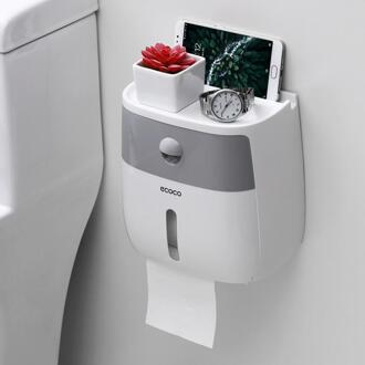 Waterdichte Wall Mount Toiletrolhouder Plank Lade Papierrol Buis Opbergdoos Creatieve Lade Tissue Doos Thuis Badkamer Benodigdheden grijs