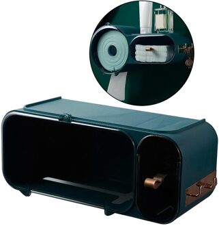 Waterdichte Wall Mount Toiletrolhouder Plank Wc-papier Lade Roll Papier Opbergdoos Creatieve Lade Tissue Doos Thuis groen 1
