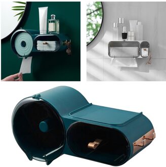 Waterdichte Wall Mount Toiletrolhouder Plank Wc-papier Lade Roll Papier Opbergdoos Creatieve Lade Tissue Doos Thuis groen 2