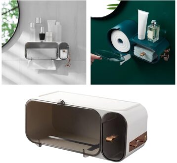 Waterdichte Wall Mount Toiletrolhouder Plank Wc-papier Lade Roll Papier Opbergdoos Creatieve Lade Tissue Doos Thuis wit 1