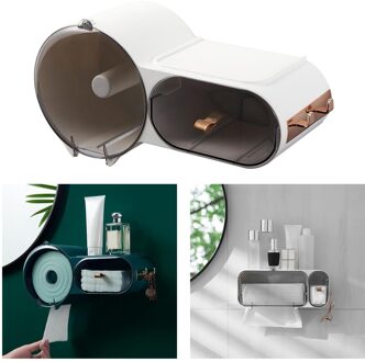 Waterdichte Wall Mount Toiletrolhouder Plank Wc-papier Lade Roll Papier Opbergdoos Creatieve Lade Tissue Doos Thuis wit 2