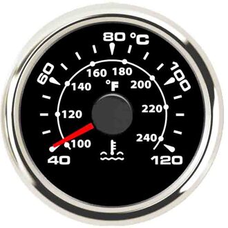 Waterdichte Water Temp Gauge 40 ~ 120 Celsius Universele Water Temperatuurmeter Voor Motorfiets Auto Boot Met 7 Kleuren Achtergrondverlichting zwart zilver