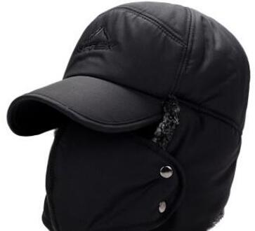 Waterdichte Winter Thicken Warmer Hoed Met Masker Ademend Winddicht Fiets Sneeuw Hikking Volgelaatsmasker Warmer Vader Hoed zwart