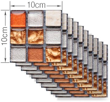Waterdichte Zelfklevende Floor Decals 10 Stks/set Vintage Mozaïek Wandtegel Sticker Diy Keuken Badkamer Thuis Tegel Sticker