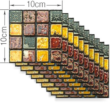 Waterdichte Zelfklevende Floor Decals 10 Stks/set Vintage Mozaïek Wandtegel Sticker Diy Keuken Badkamer Thuis Tegel Sticker