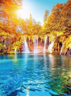 Waterfall And Lake In Croatia Vlies Fotobehang 192x260cm 4-banen