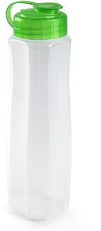 waterfles - 1000 ml - transparant met dop groen - drinkfles - sport