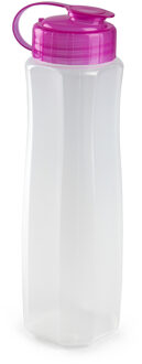 waterfles - 1000 ml - transparant met dop roze - drinkfles - sport