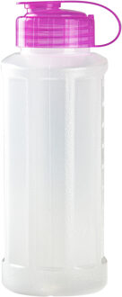 waterfles - 1100 ml - transparant met dop roze - drinkfles - sport