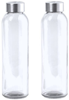 Waterfles/drinkfles AQUAMAN - 2x - glas - transparant - met RVS dop - 500 ml - Sportfles - Bidon