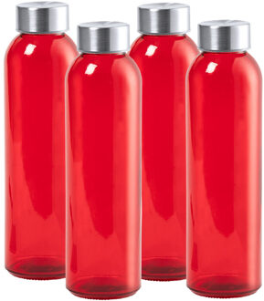 Waterfles/drinkfles AQUAMAN - 4x - glas - Rood - met RVS dop - 500 ml - Sportfles - Bidon