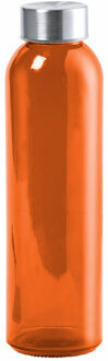 Waterfles/drinkfles AQUAMAN - glas - Oranje - met RVS dop - 500 ml - Sportfles - Bidon