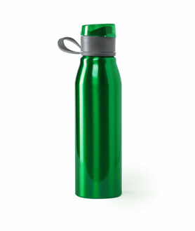Waterfles / drinkfles / bidon / sportfles - Aluminium - metallic groen - schroefdop - 700 ml