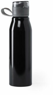 Waterfles / drinkfles / bidon / sportfles - Aluminium - metallic zwart - schroefdop - 700 ml