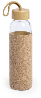Waterfles/drinkfles met kurk bescherm hoes - glas - 500 ml - Sportfles - Bidon