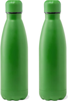 Waterfles / drinkfles met schroefdop - 2x - mat groen - 790 ml - RVS metaal