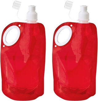 Waterfles/drinkfles opvouwbaar - 10x - rood - kunststof - 770 ml - schroefdop - waterzak - Drinkflessen