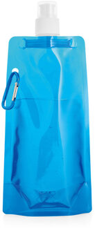 Waterfles/drinkfles opvouwbaar - blauw - kunststof - 460 ml - schroefdop - waterzak