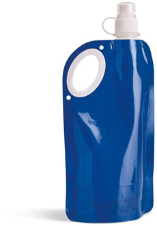 Waterfles/drinkfles opvouwbaar - blauw - kunststof - 770 ml - schroefdop - waterzak