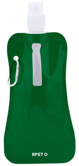 Waterfles / drinkfles opvouwbaar - groen - kunststof - 400 ml - schroefdop - ophanghaak