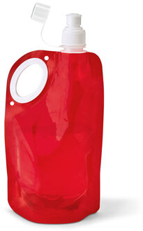 Waterfles/drinkfles opvouwbaar - rood - kunststof - 770 ml - schroefdop - waterzak