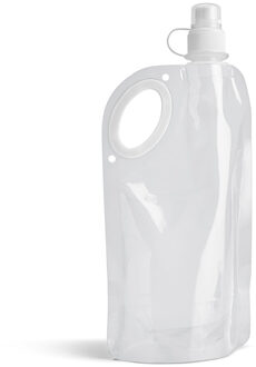 Waterfles/drinkfles opvouwbaar - wit - kunststof - 770 ml - schroefdop - waterzak
