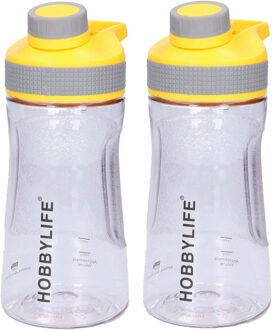Waterfles / drinkfles / sportfles Aquamania - 2x - geel - 530 ml - kunststof - bpa vrij