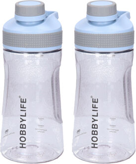 Waterfles / drinkfles / sportfles Aquamania - 2x - lichtblauw - 530 ml - kunststof - bpa vrij