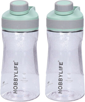 Waterfles / drinkfles / sportfles Aquamania - 2x - mintgroen - 530 ml - kunststof - bpa vrij