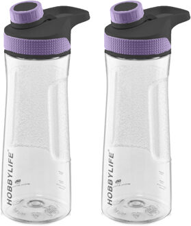 Waterfles / drinkfles / sportfles Aquamania - 2x - paars - 730 ml - kunststof - bpa vrij