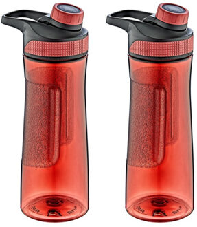 Waterfles / drinkfles / sportfles Aquamania - 2x - rood - 530 ml - kunststof - bpa vrij