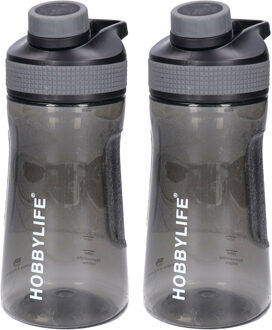 Waterfles / drinkfles / sportfles Aquamania - 2x - zwart smoked - 530 ml - kunststof - bpa vrij